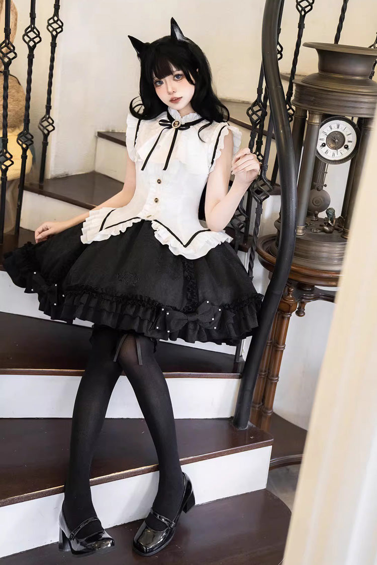 Lolita Skirt - Miss Black Cat, 2 Colors, Printed, Sweet Style, Ballet-Inspired Style - additional product view 6
