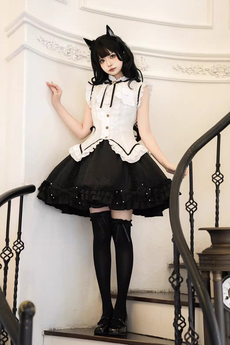 Lolita Skirt - Miss Black Cat, 2 Colors, Printed, Sweet Style, Ballet-Inspired Style - additional product view 7