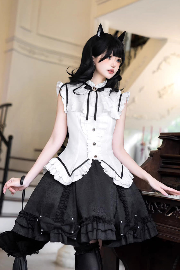 Lolita Skirt - Miss Black Cat, 2 Colors, Printed, Sweet Style, Ballet-Inspired Style - additional product view 8