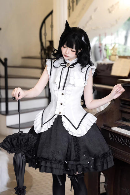Lolita Skirt - Miss Black Cat, 2 Colors, Printed, Sweet Style, Ballet-Inspired Style - additional product view 9