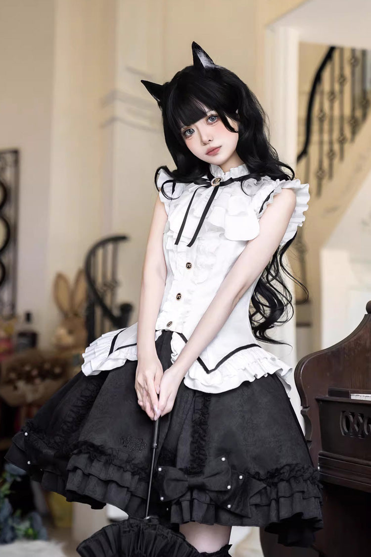 Lolita Skirt - Miss Black Cat, 2 Colors, Printed, Sweet Style, Ballet-Inspired Style - main product image