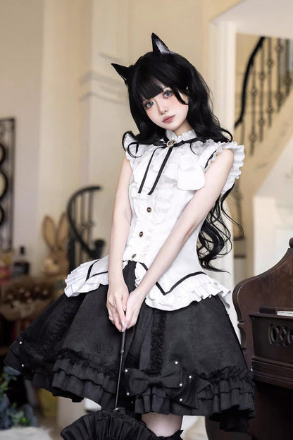 Lolita Skirt - Miss Black Cat, 2 Colors, Printed, Sweet Style, Ballet-Inspired Style - main product image