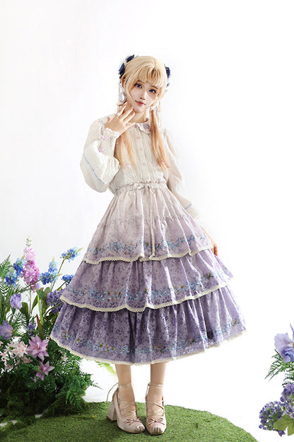 Lolita Skirt - Moonlight Iris, Purple, Embroidered, Layered, Sweet Style - additional product view 2
