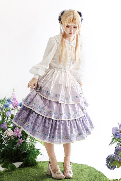 Lolita Skirt - Moonlight Iris, Purple, Embroidered, Layered, Sweet Style - additional product view 3