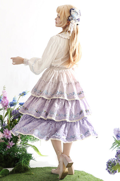 Lolita Skirt - Moonlight Iris, Purple, Embroidered, Layered, Sweet Style - additional product view 5