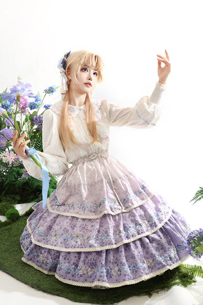 Lolita Skirt - Moonlight Iris, Purple, Embroidered, Layered, Sweet Style - additional product view 7