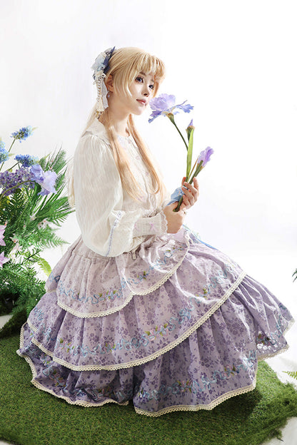 Lolita Skirt - Moonlight Iris, Purple, Embroidered, Layered, Sweet Style - additional product view 8