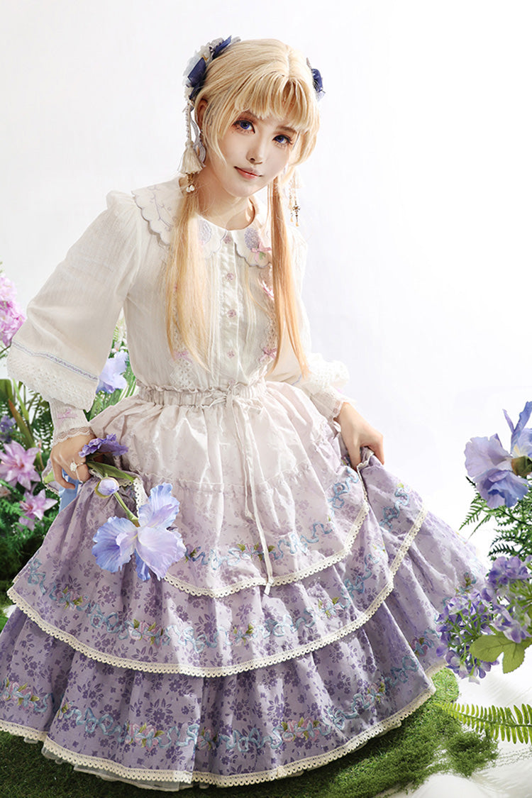 Lolita Skirt - Moonlight Iris, Purple, Embroidered, Layered, Sweet Style - additional product view 9