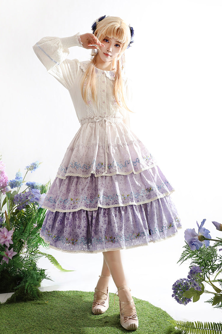Lolita Skirt - Moonlight Iris, Purple, Embroidered, Layered, Sweet Style - main product image