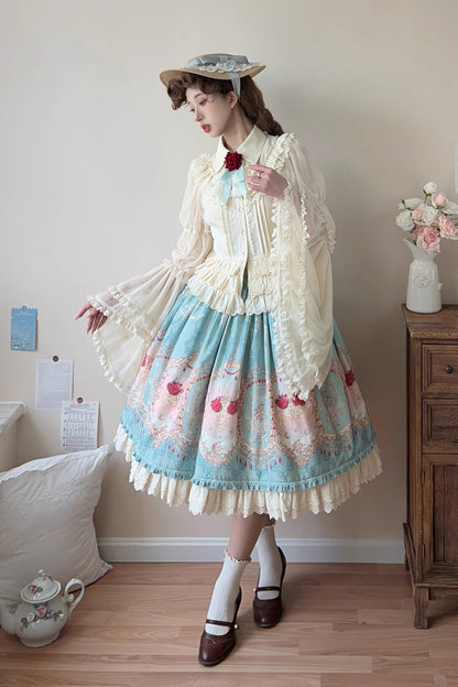 Lolita Skirt - Moonlit Garden Secret, Blue, Sweet Style, Lace Trim, Ruffled - additional product view 2