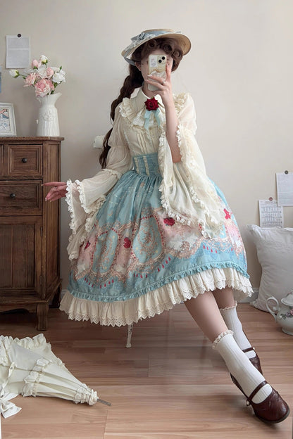 Lolita Skirt - Moonlit Garden Secret, Blue, Sweet Style, Lace Trim, Ruffled - additional product view 6