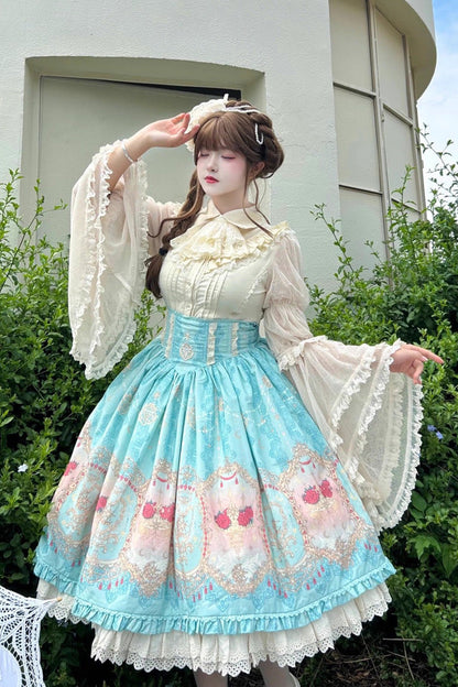Lolita Skirt - Moonlit Garden Secret, Blue, Sweet Style, Lace Trim, Ruffled - additional product view 8