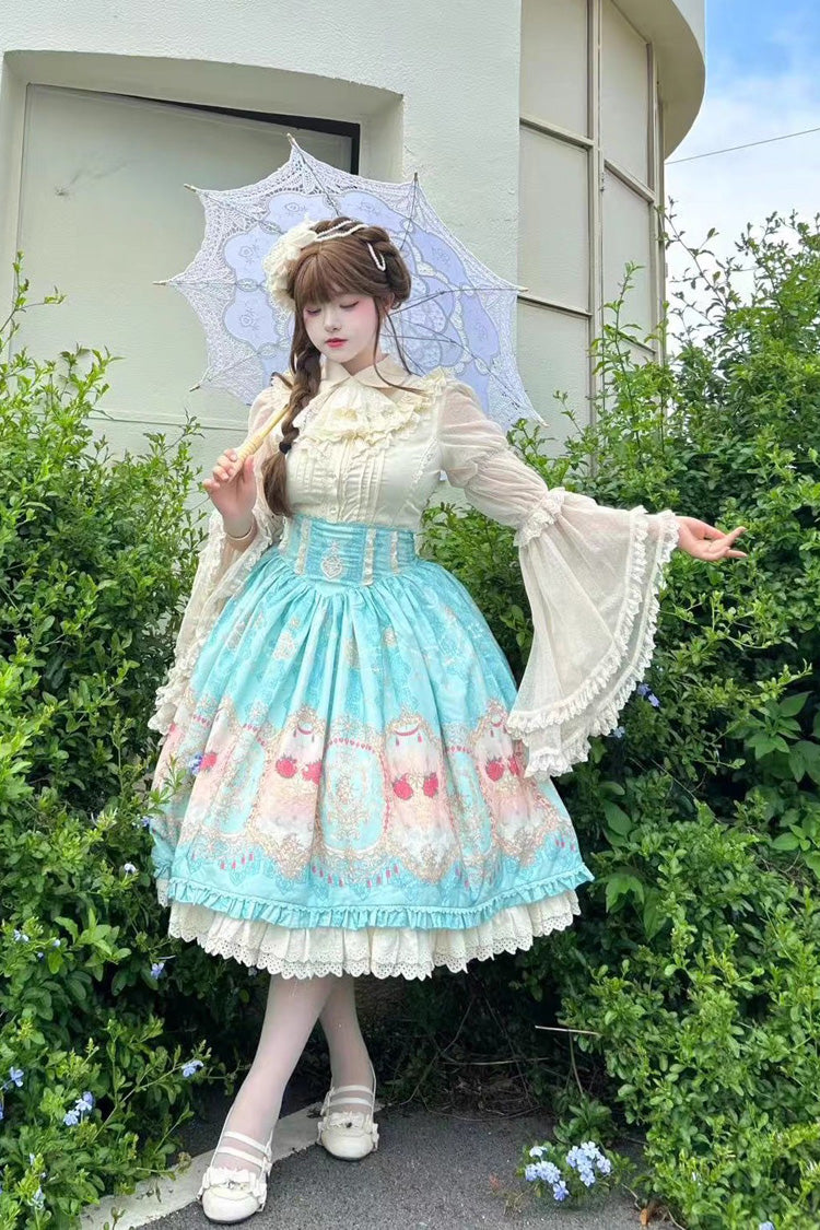 Lolita Skirt - Moonlit Garden Secret, Blue, Sweet Style, Lace Trim, Ruffled - additional product view 9