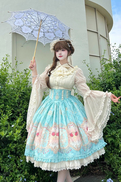 Lolita Skirt - Moonlit Garden Secret, Blue, Sweet Style, Lace Trim, Ruffled - additional product view 10