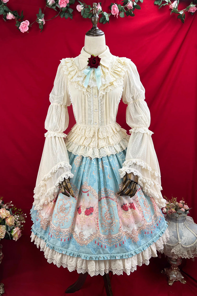 Lolita Skirt - Moonlit Garden Secret, Blue, Sweet Style, Lace Trim, Ruffled - additional product view 11