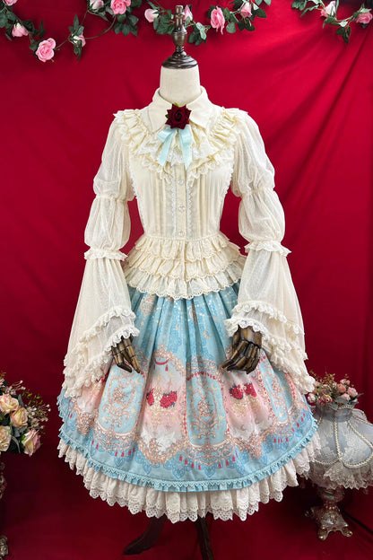 Lolita Skirt - Moonlit Garden Secret, Blue, Sweet Style, Lace Trim, Ruffled - additional product view 11