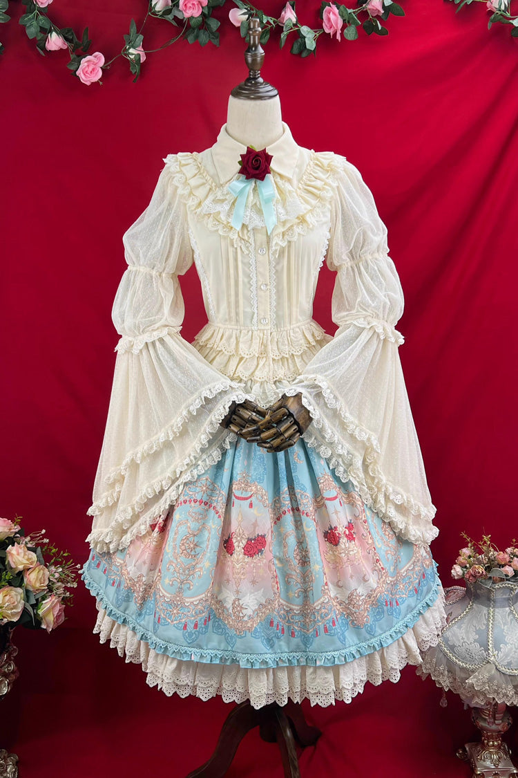 Lolita Skirt - Moonlit Garden Secret, Blue, Sweet Style, Lace Trim, Ruffled - additional product view 12