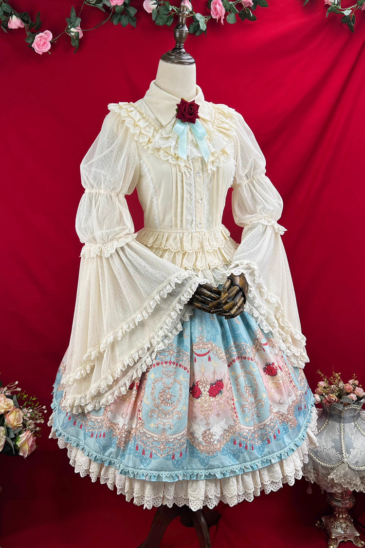 Lolita Skirt - Moonlit Garden Secret, Blue, Sweet Style, Lace Trim, Ruffled - additional product view 13