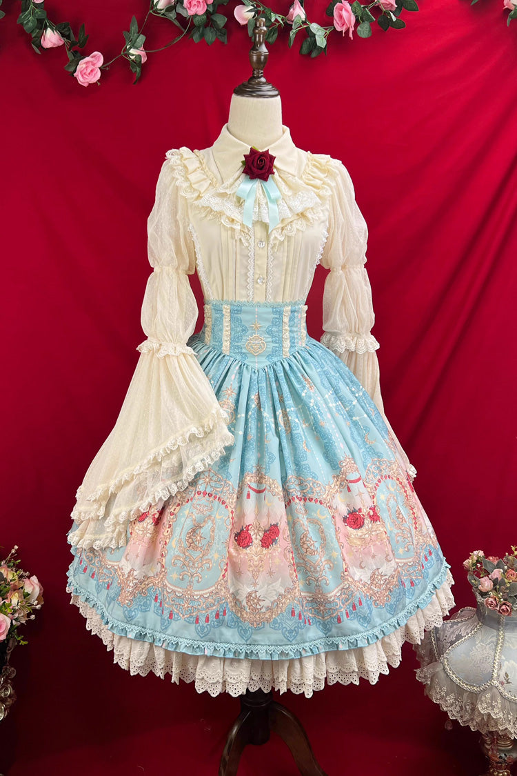 Lolita Skirt - Moonlit Garden Secret, Blue, Sweet Style, Lace Trim, Ruffled - additional product view 14