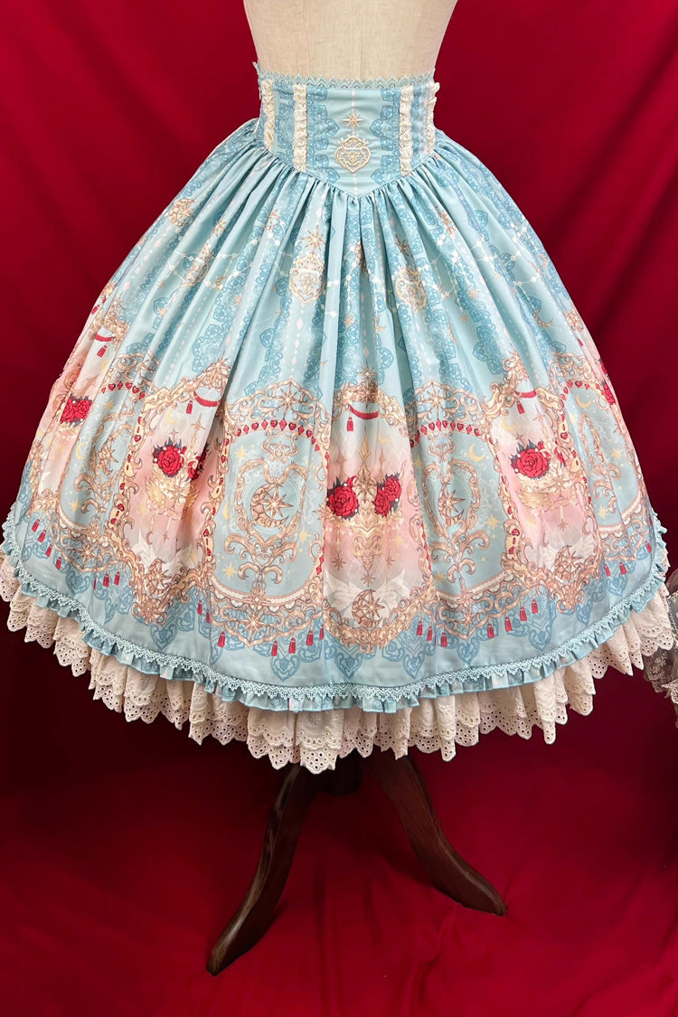 Lolita Skirt - Moonlit Garden Secret, Blue, Sweet Style, Lace Trim, Ruffled - additional product view 15