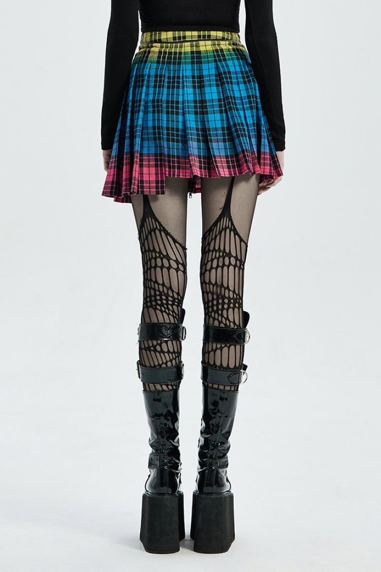 Lolita Skirt - Multi-color Plaid Print Pockets, Multi-Color, Plaid, Zipper Detail - additional product view 3