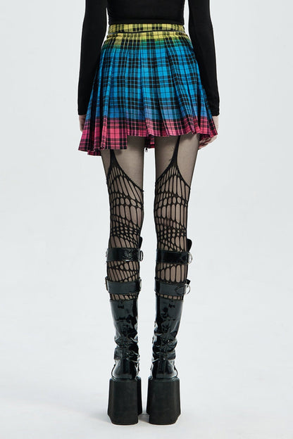 Lolita Skirt - Multi-color Plaid Print Pockets, Multi-Color, Plaid, Zipper Detail - additional product view 3