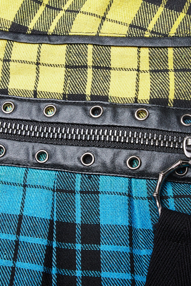 Lolita Skirt - Multi-color Plaid Print Pockets, Multi-Color, Plaid, Zipper Detail - additional product view 5