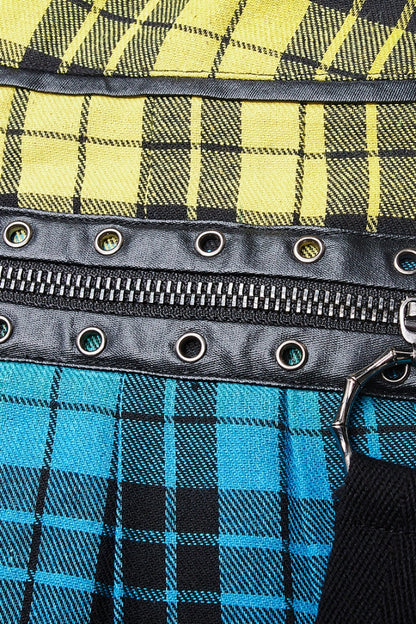 Lolita Skirt - Multi-color Plaid Print Pockets, Multi-Color, Plaid, Zipper Detail - additional product view 5