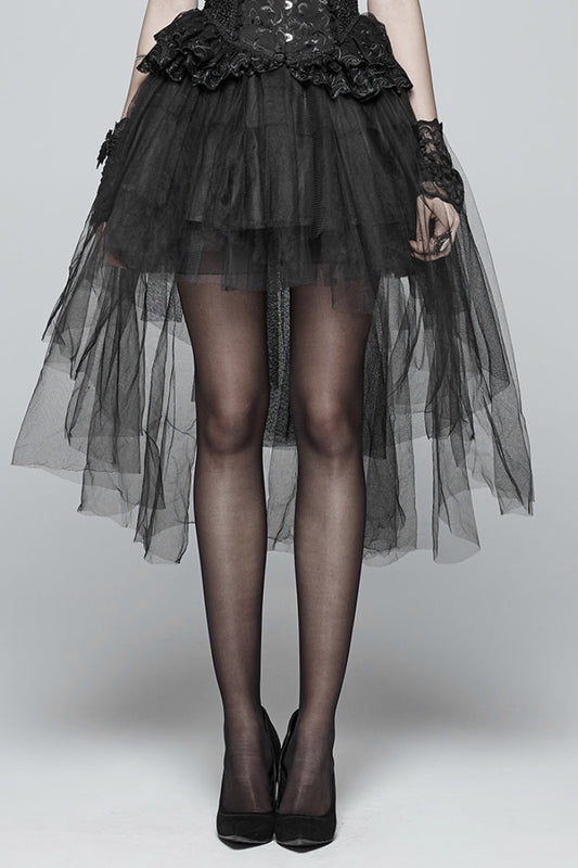Lolita Skirt - Multi-layer, Black, Women's Style, Gothic Style, Lace Trim - main product image