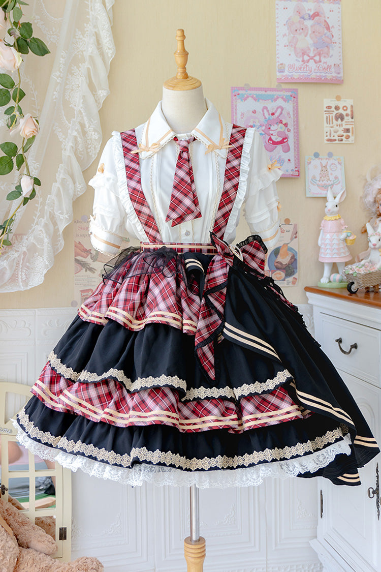 Lolita Skirt - Multi-layer Print, 3 Colors, Printed, Sweet Style, Bow Detail - main product image