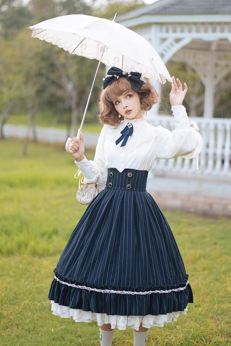 Lolita Skirt - Multi-layer Striped Print, 3 Colors, Striped, High Waist, Ruffled - additional product view 2