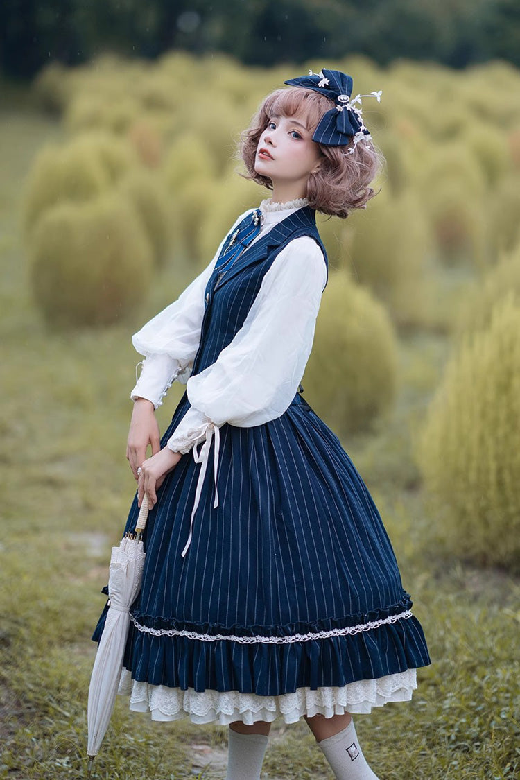Lolita Skirt - Multi-layer Striped Print, 3 Colors, Striped, High Waist, Ruffled - additional product view 3