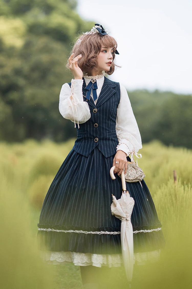 Lolita Skirt - Multi-layer Striped Print, 3 Colors, Striped, High Waist, Ruffled - additional product view 4