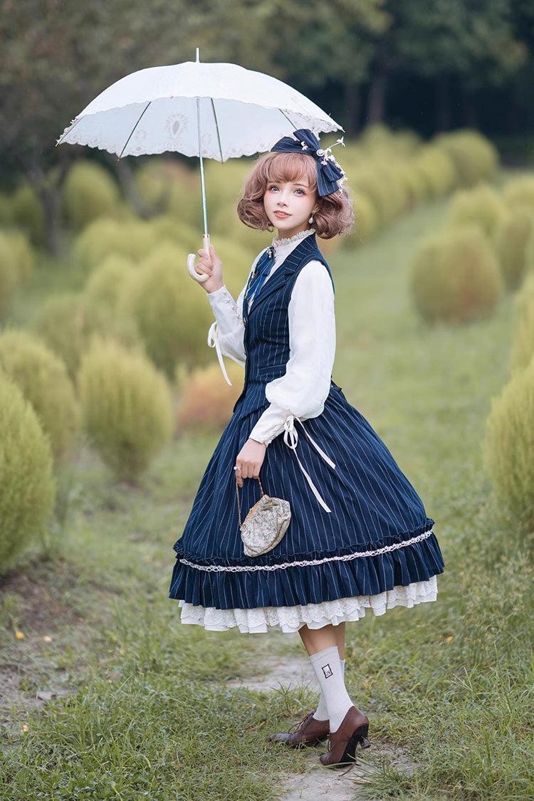 Lolita Skirt - Multi-layer Striped Print, 3 Colors, Striped, High Waist, Ruffled - additional product view 5