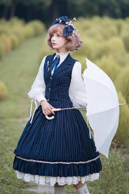 Lolita Skirt - Multi-layer Striped Print, 3 Colors, Striped, High Waist, Ruffled - additional product view 6