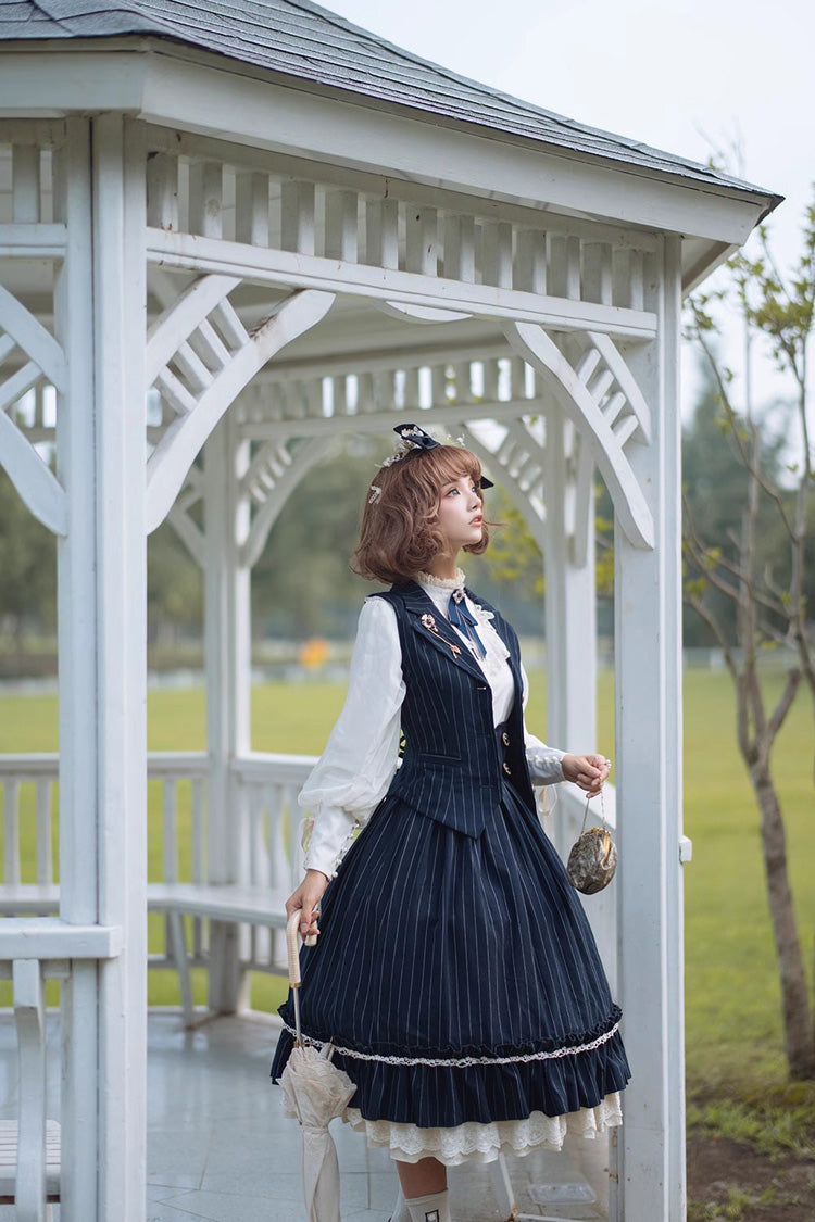 Lolita Skirt - Multi-layer Striped Print, 3 Colors, Striped, High Waist, Ruffled - additional product view 7