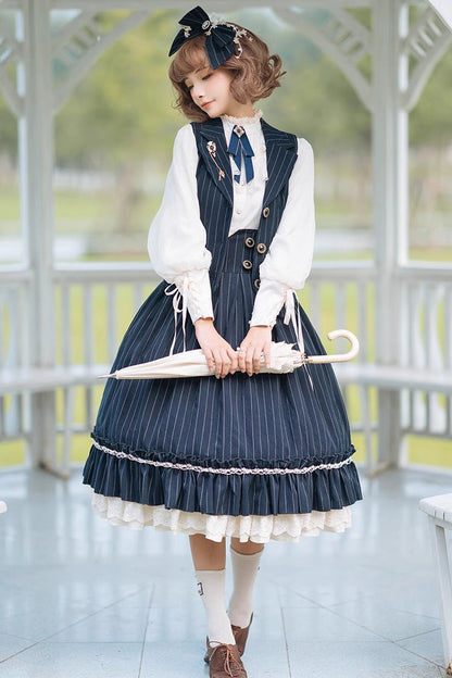 Lolita Skirt - Multi-layer Striped Print, 3 Colors, Striped, High Waist, Ruffled - additional product view 8
