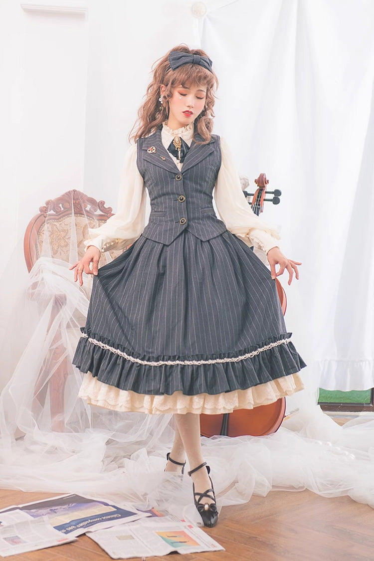 Lolita Skirt - Multi-layer Striped Print, 3 Colors, Striped, High Waist, Ruffled - additional product view 9
