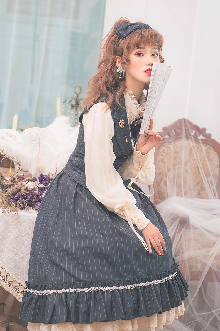 Lolita Skirt - Multi-layer Striped Print, 3 Colors, Striped, High Waist, Ruffled - additional product view 10