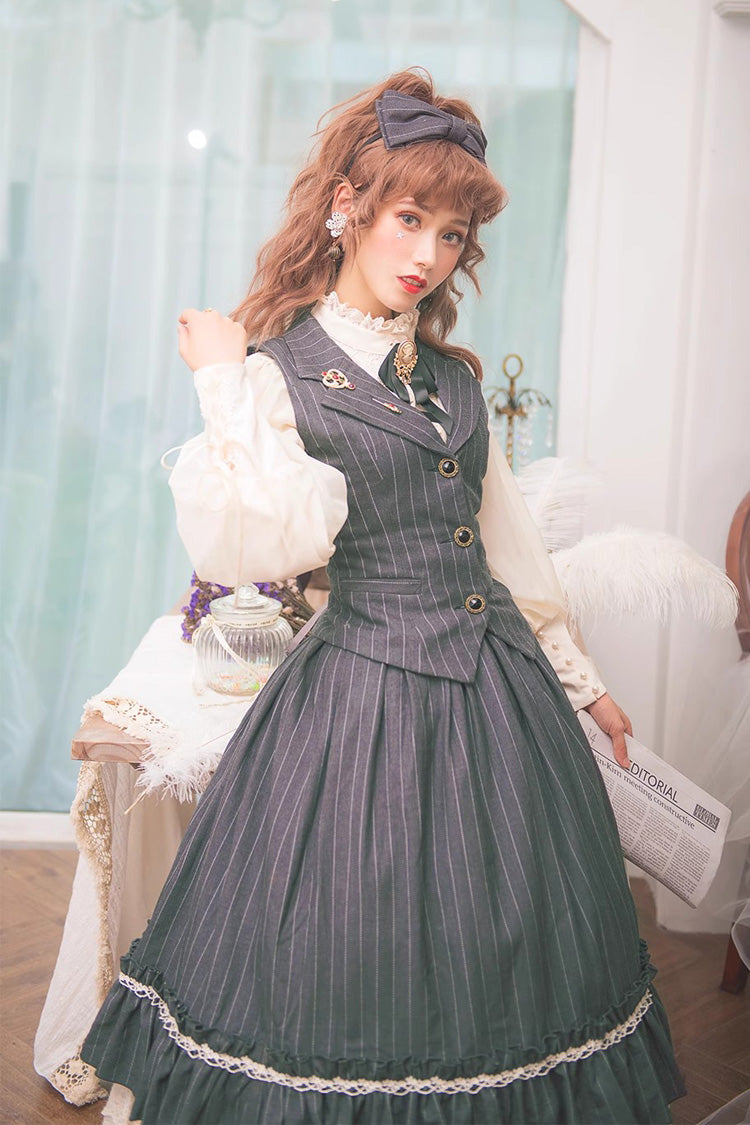 Lolita Skirt - Multi-layer Striped Print, 3 Colors, Striped, High Waist, Ruffled - additional product view 11