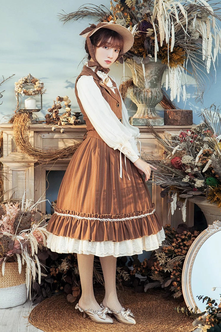 Lolita Skirt - Multi-layer Striped Print, 3 Colors, Striped, High Waist, Ruffled - additional product view 14
