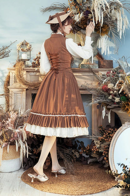 Lolita Skirt - Multi-layer Striped Print, 3 Colors, Striped, High Waist, Ruffled - additional product view 16