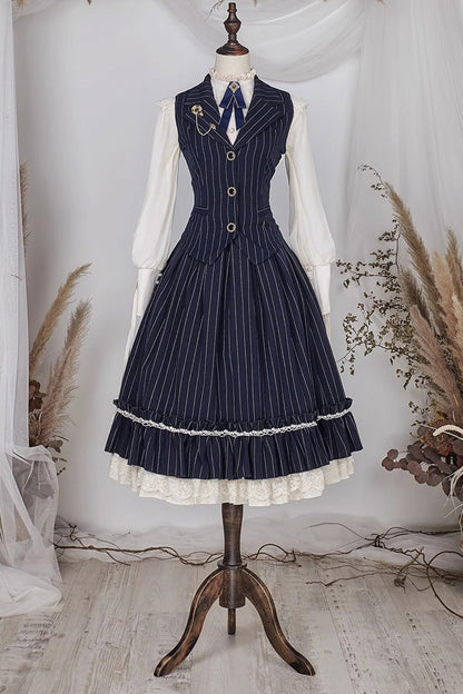 Lolita Skirt - Multi-layer Striped Print, 3 Colors, Striped, High Waist, Ruffled - additional product view 19