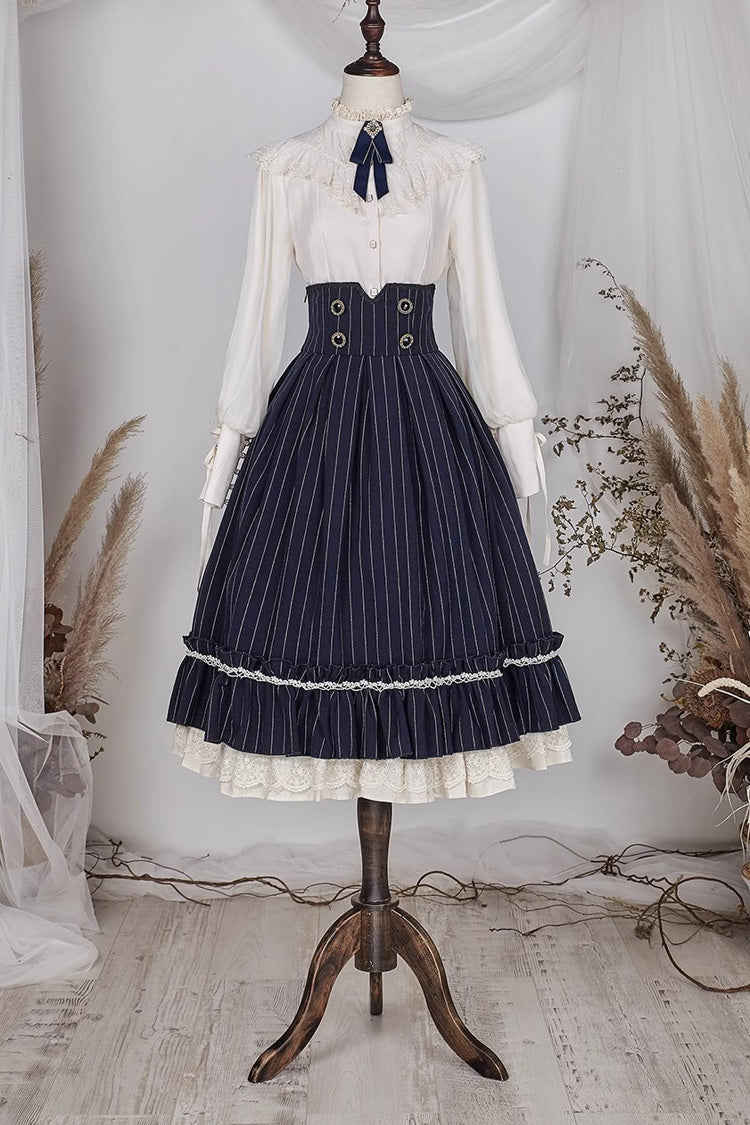 Lolita Skirt - Multi-layer Striped Print, 3 Colors, Striped, High Waist, Ruffled - additional product view 24