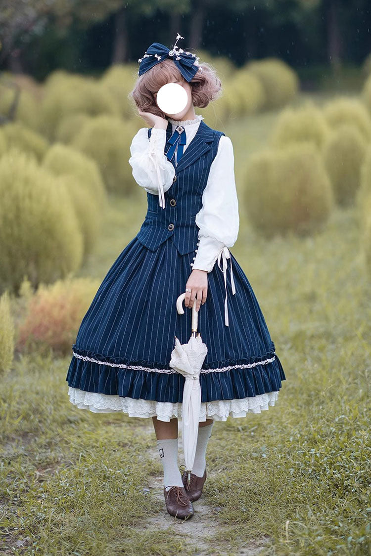 Lolita Skirt - Multi-layer Striped Print, 3 Colors, Striped, High Waist, Ruffled - main product image