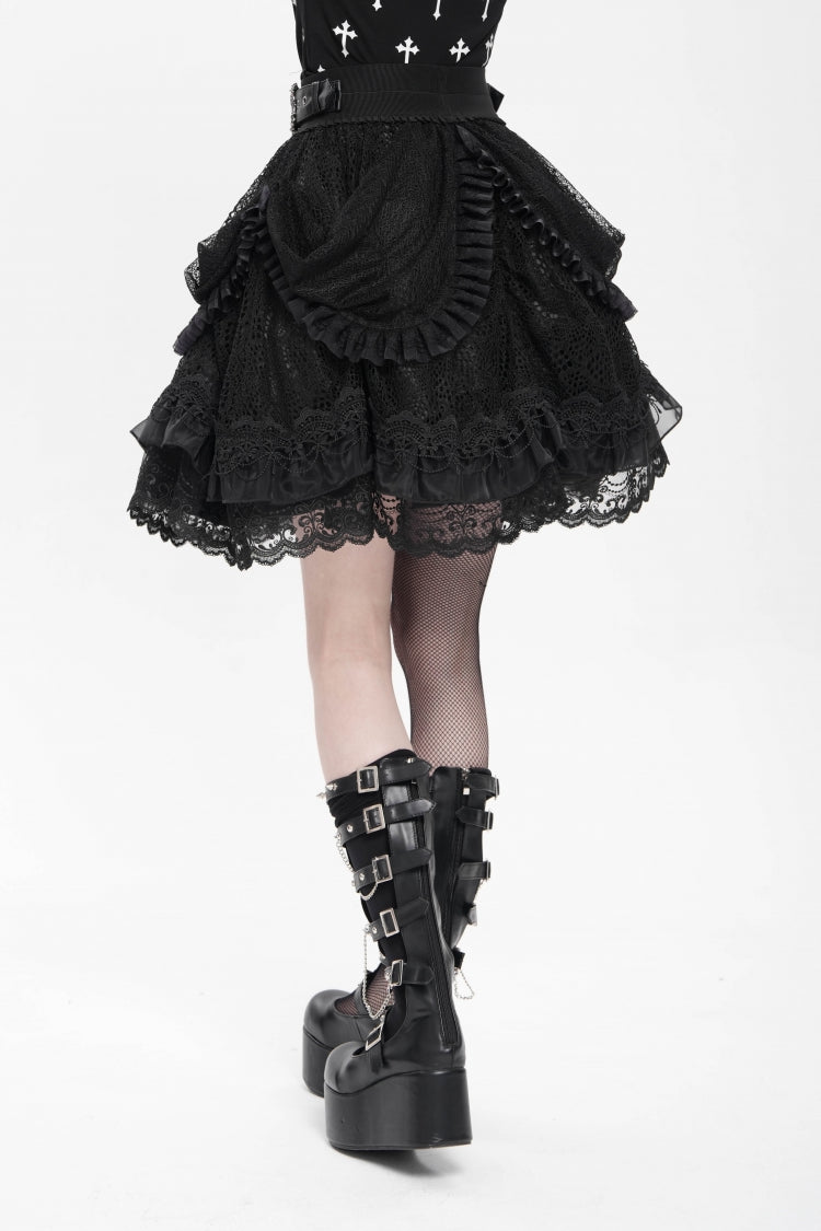 Lolita Skirt - Multi-layered, Black, Buckle Detail, Women's Style, Ruffled - additional product view 3