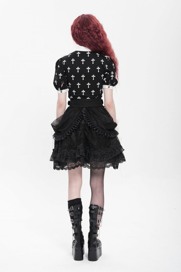 Lolita Skirt - Multi-layered, Black, Buckle Detail, Women's Style, Ruffled - additional product view 9