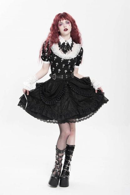 Lolita Skirt - Multi-layered, Black, Buckle Detail, Women's Style, Ruffled - additional product view 10