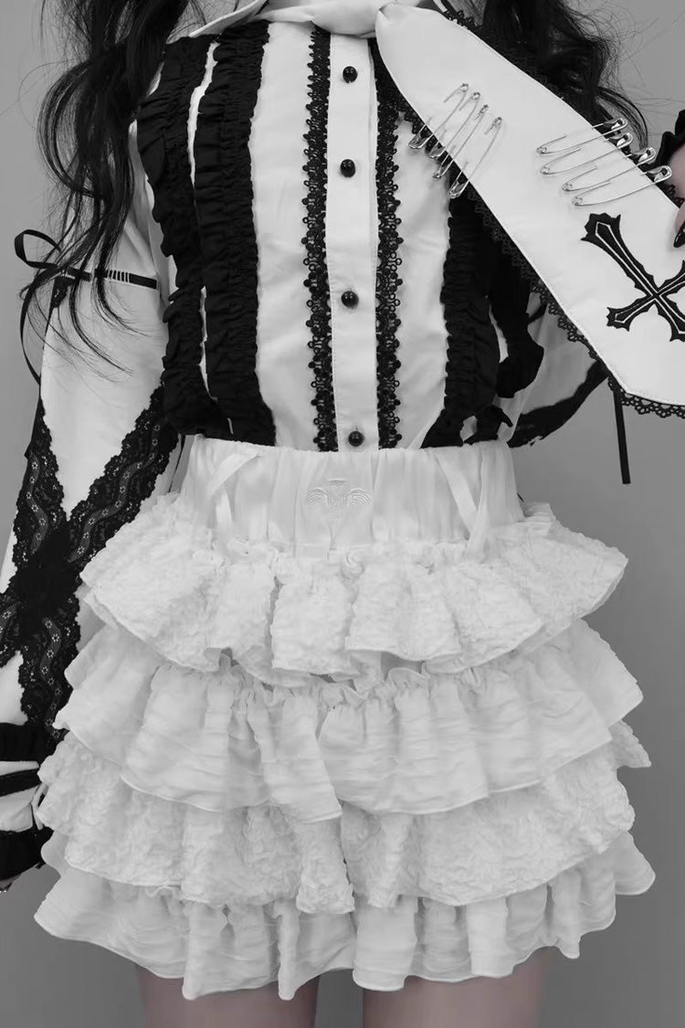 Lolita Skirt - Multi-layered Ruffle Jirai Kei, 2 Colors, Ruffled, Sweet Style - additional product view 3