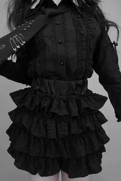 Lolita Skirt - Multi-layered Ruffle Jirai Kei, 2 Colors, Ruffled, Sweet Style - additional product view 4